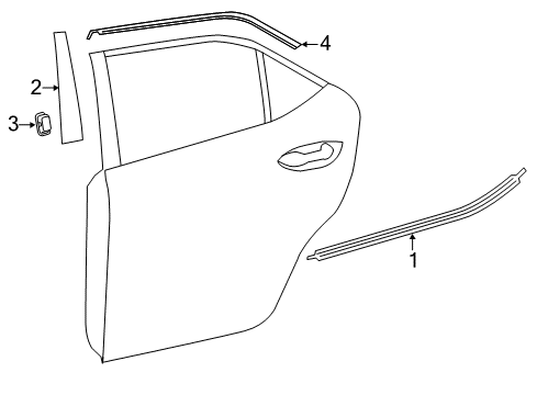 2016 Toyota Corolla Exterior Trim - Rear Door Frame Molding Diagram for 75762-02030