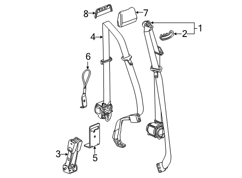 2017 GMC Sierra 2500 HD Rear Seat Belts Latch Diagram for 19300848