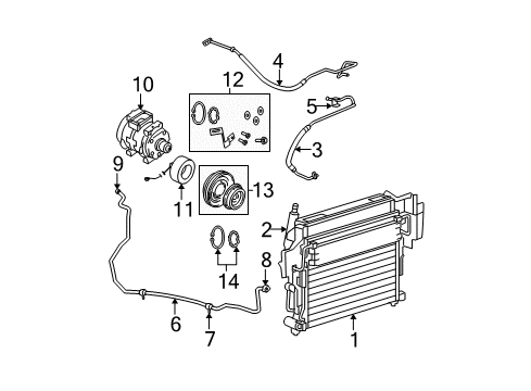 2006 Jeep Commander A/C Condenser, Compressor & Lines PULLY Kit-A/C Compressor Diagram for 5161810AA