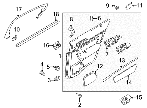 2015 Lincoln MKS Front Door Chrome Strip Diagram for 8A5Z-54275A36-AA