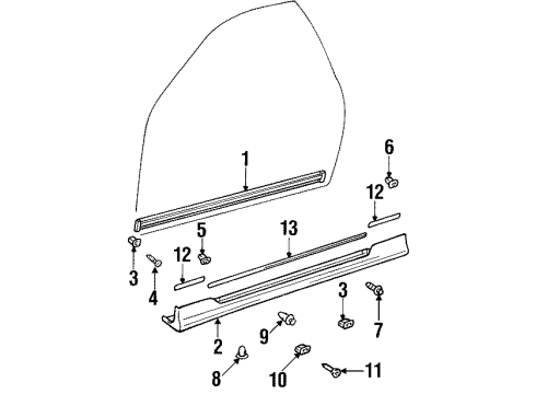 1997 Lexus SC300 Exterior Trim - Pillars, Rocker & Floor Clip, Rocker Panel Moulding, No.2 Diagram for 75868-24020