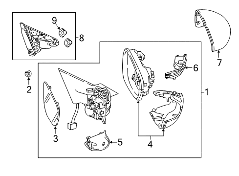 2021 Honda Accord Mirrors Mirror Sub-Assembly, Driver Side (Flat) (Heated) Diagram for 76253-TVA-A21
