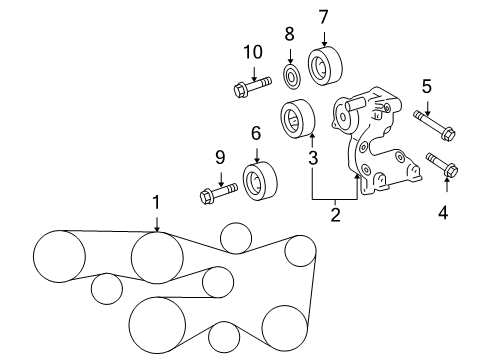 2012 Toyota 4Runner Belts & Pulleys Idler Pulley Cap Diagram for 16649-31020