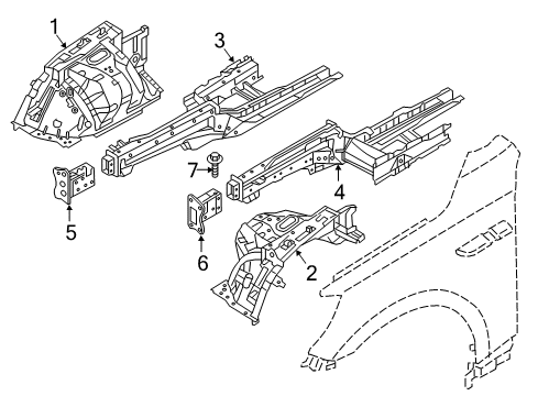 2015 Kia K900 Structural Components & Rails Member Assembly-Front Crash Diagram for 647203T000