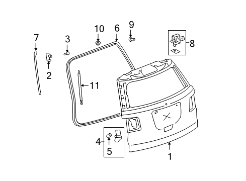 2011 GMC Acadia Lift Gate Lift Gate Upper Bracket Diagram for 15163836