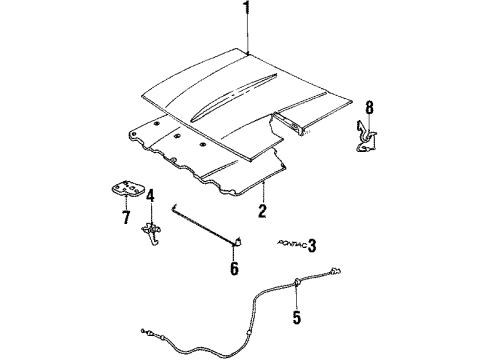 1989 Pontiac 6000 Hood & Components Latch Asm-Hood Primary & Secondary Diagram for 10089790