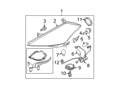 2003 Nissan Murano Bulbs Headlamp Housing Assembly, Driver Side Diagram for 26075-CA000