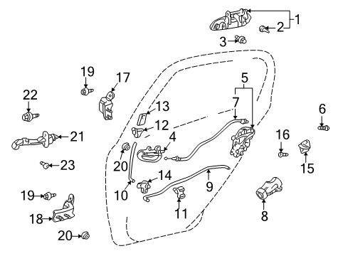 2003 Toyota Echo Rear Door Lock Assembly Diagram for 69330-52010