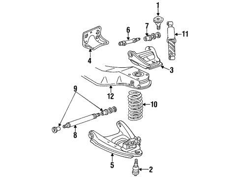1984 GMC G2500 Front Suspension Components, Stabilizer Bar Brkt Asm-Steering Knuckle Upper Control Arm Diagram for 14051220