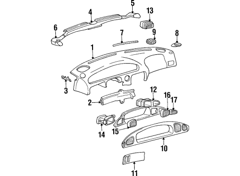 1998 Hyundai Sonata Instrument Panel Nozzle Assembly-Defroster Diagram for 97350-34000