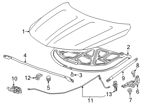 2018 Chevrolet Impala Hood & Components Insulator Diagram for 23145546