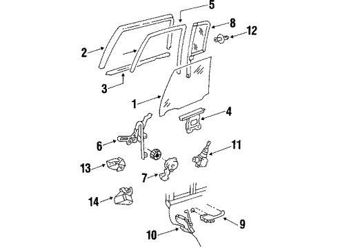 1990 Oldsmobile 98 Door & Components Hdl Asm Front Door Outside Illuminate (Bright) Diagram for 20744085