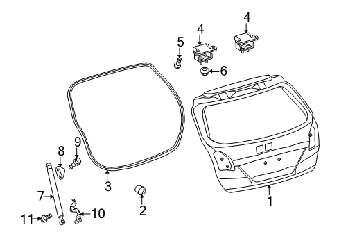 2014 Toyota Venza Lift Gate Weatherstrip Diagram for 67881-0T010