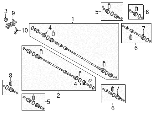 2014 Kia Soul Drive Axles - Front Damper Kit-Front Axle Dynamic Diagram for 49587B2000