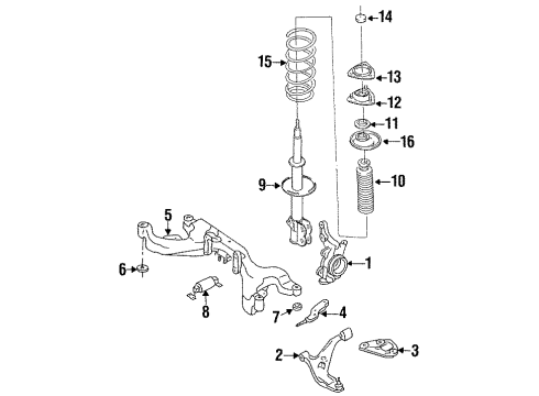 1996 Nissan Altima Front Suspension Components, Lower Control Arm, Stabilizer Bar Strut Kit-Front Suspension, RH Diagram for 54302-2B025