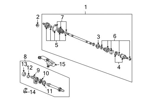 2005 Honda Civic Drive Axles - Front Bearing, Half Shaft (Ntn) Diagram for 91057-SR3-008