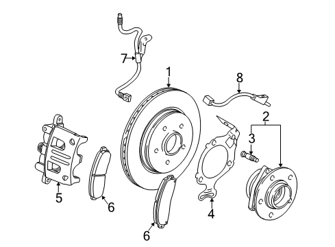 2003 Saturn Vue Front Brakes Front Speed Sensor Diagram for 22676175