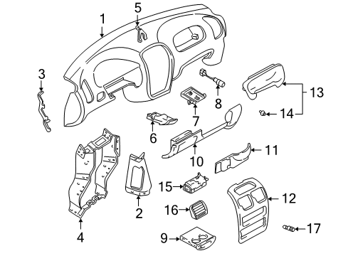 2002 Hyundai Accent Gauges Panel-Driver Side Lower Reinforcement Diagram for 84752-25500