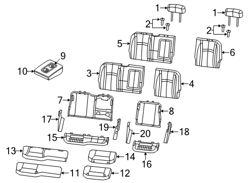 2016 Ram 2500 Rear Seat Components Rear Seat Cushion Cover Right Diagram for 5NA54LA8AA