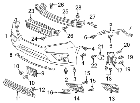 2018 Honda Odyssey Bumper & Components - Front Screw, Tapping (4X12) (Po) Diagram for 93913-242J0