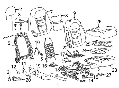 2016 Chevrolet Volt Heated Seats Headrest Diagram for 23337149
