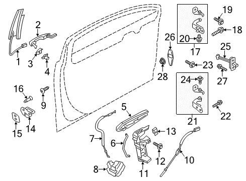 2019 Lincoln MKZ Front Door - Lock & Hardware Bezel Diagram for DP5Z-54218A14-A