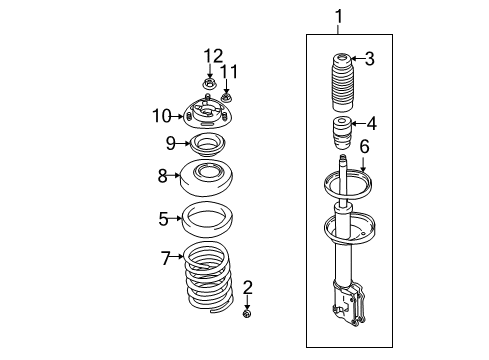 2007 Hyundai Tiburon Struts & Components - Front Nut Diagram for 1327010007K