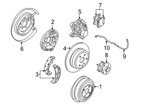 2001 Saturn L300 Rear Brakes Plate Asm, Rear Brake Backing Diagram for 21019206