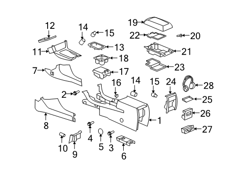 2009 Saturn Aura Console Armrest Screw Diagram for 94520378