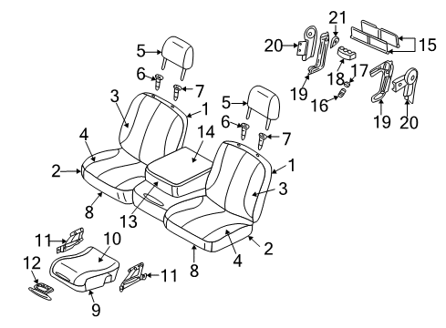 2005 Dodge Ram 3500 Front Seat Components Cover-Floor Console Bin Diagram for 1BP811DVAA