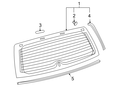 2010 Toyota RAV4 Back Door - Glass & Hardware Glass Molding Diagram for 75574-0R010