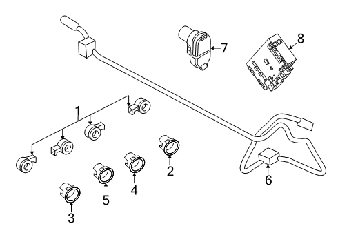 2020 Ford Ranger Parking Aid Retainer Diagram for KB3Z-15K861-BFPTM
