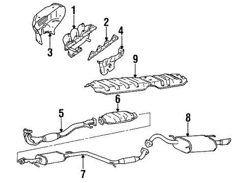 1993 Hyundai Elantra Exhaust Components Catalytic Converter Assembly Diagram for 28950-24550