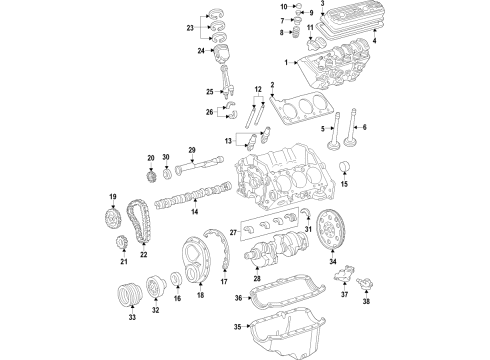1999 Chevrolet Express 1500 Engine Parts, Mounts, Cylinder Head & Valves, Camshaft & Timing, Oil Pan, Oil Pump, Balance Shafts, Crankshaft & Bearings, Pistons, Rings & Bearings Timing Drive Pkg Diagram for 12458911
