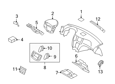 2012 Infiniti G37 Cluster & Switches, Instrument Panel FINISHER-Instrument, A Diagram for 68410-1NG6A