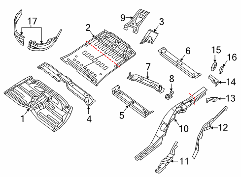 2022 Dodge Durango Rear Floor & Rails Pan-Rear Floor Diagram for 68038944AB