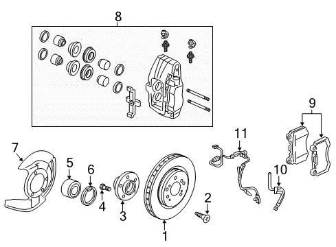 2007 Acura TL Front Brakes Seal & Boot Set, Piston Diagram for 01463-SEP-A00