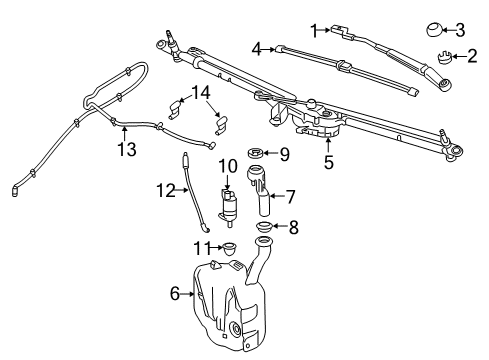 2016 Chevrolet Volt Wiper & Washer Components Wiper Arm Diagram for 23251331