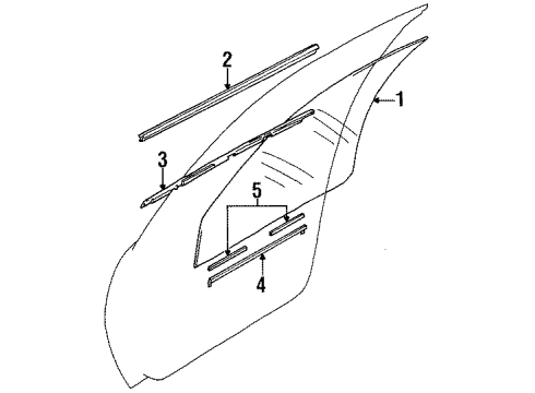 1999 Chevrolet Metro Front Door - Glass & Hardware Sealing Strip, Front Side Door Window Outer Diagram for 30013938