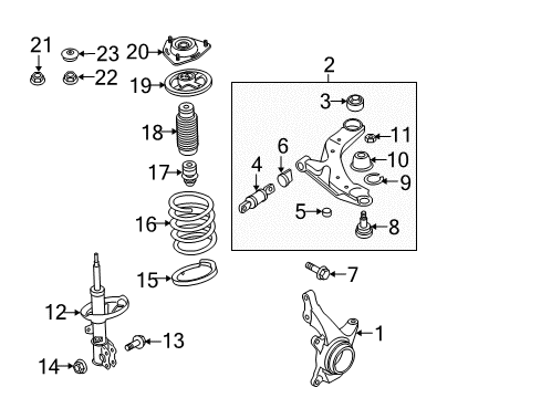 2009 Kia Spectra Front Suspension Components, Lower Control Arm, Stabilizer Bar Nut-Lock Diagram for 13262-12007-K