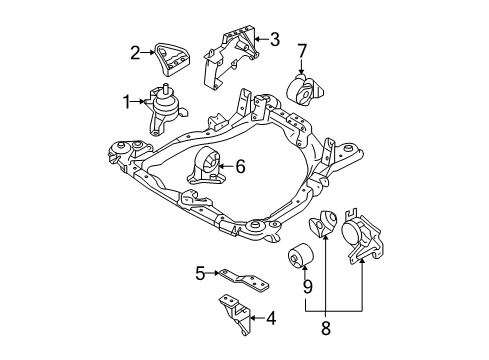 2009 Hyundai Tucson Engine & Trans Mounting Engine Mounting Support Bracket Diagram for 21815-2E000