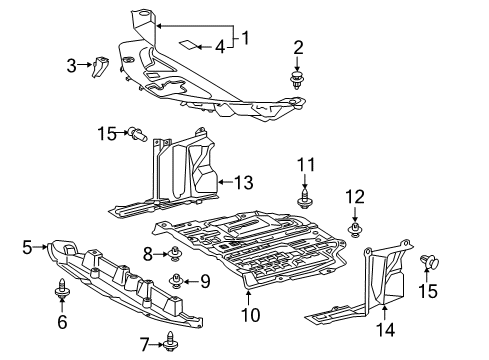 2018 Toyota C-HR Radiator Support - Splash Shields Side Shield Diagram for 51443-F4010