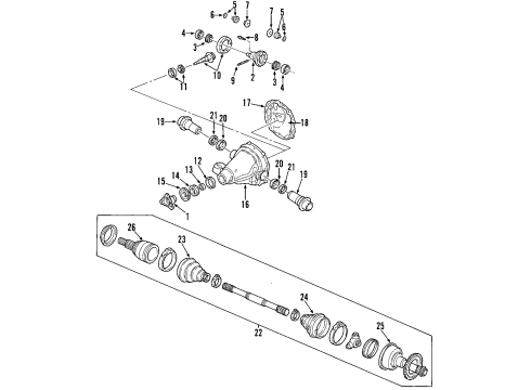 2001 Lincoln LS Rear Axle, Differential, Drive Axles, Propeller Shaft Axle Assembly Diagram for YW4Z-4K138-AA