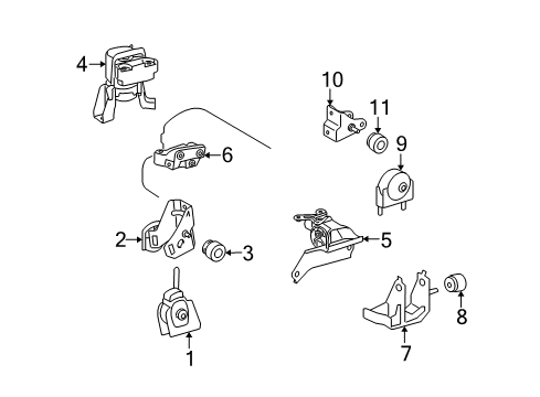 2011 Toyota Matrix Engine & Trans Mounting Front Mount Bracket Diagram for 12311-0H150