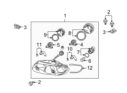 2005 Pontiac GTO Bulbs Capsule/Headlamp/Fog Lamp Headlamp Diagram for 92155599