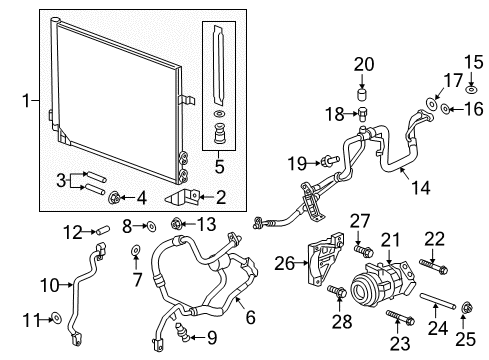 2017 Cadillac CTS A/C Condenser, Compressor & Lines Mount Bracket Bolt Diagram for 11588732