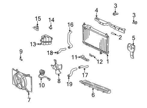 2002 Acura NSX Radiator & Components Bracket, Driver Side Radiator Mounting Diagram for 74175-SL0-010