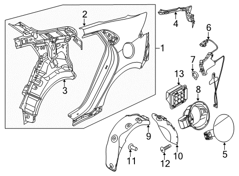 2019 Hyundai Ioniq Fuel Door Housing Assembly-Fuel Filler Diagram for 69513-G2000