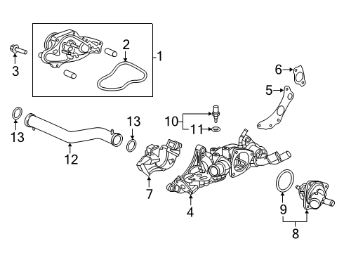 2019 Honda Passport Powertrain Control Gasket FR, Water Pas Diagram for 19411-5G0-A02