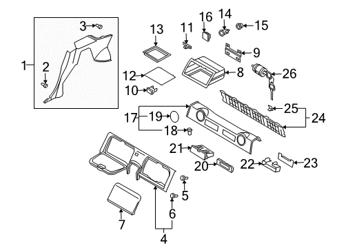 2003 Nissan 350Z Interior Trim - Quarter Panels Clip-Finisher Diagram for 01553-07111
